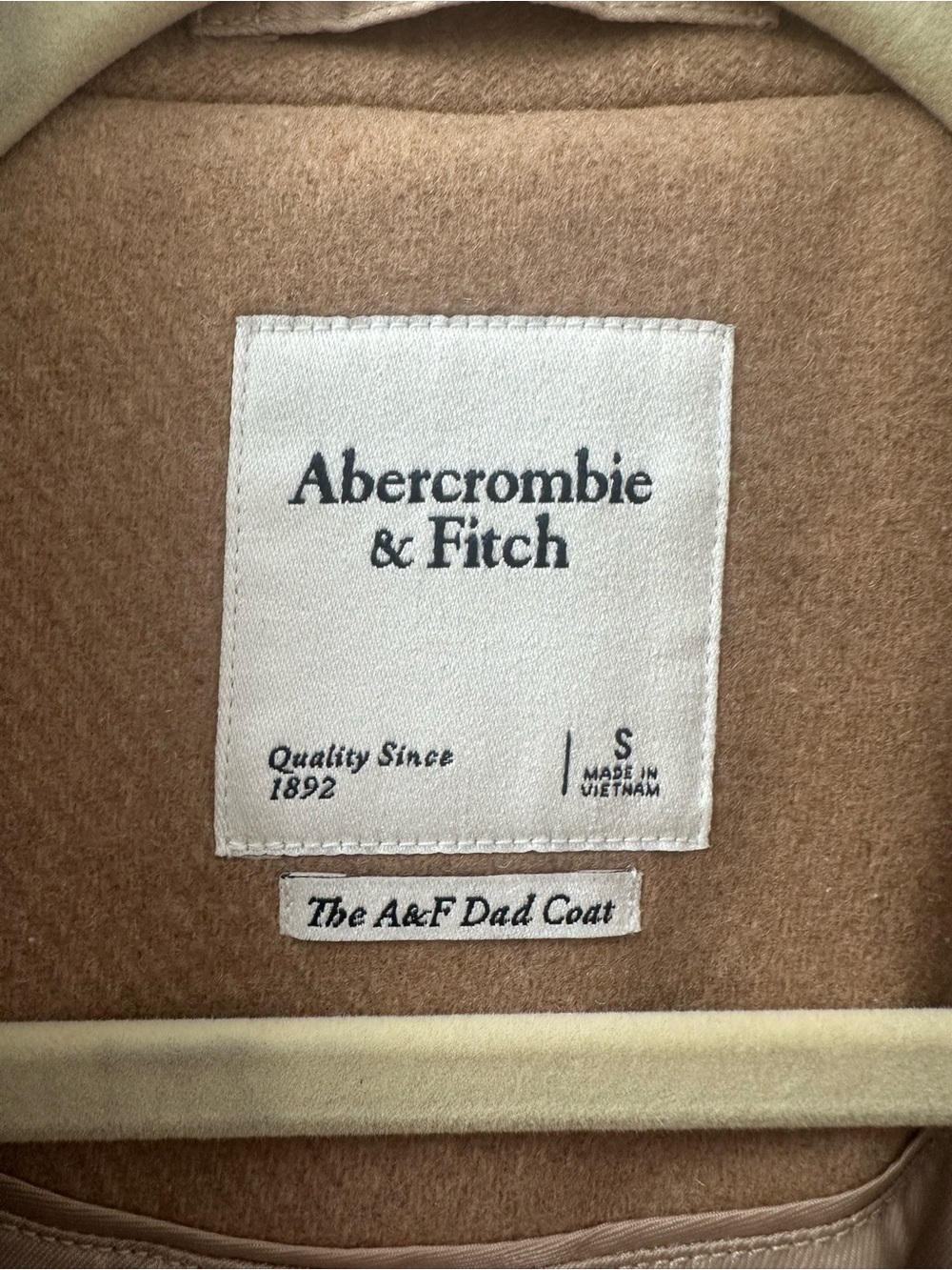 Abercrombie & Fitch Women's Camel Single-Breasted Wool Coat - Picture 2 of 3